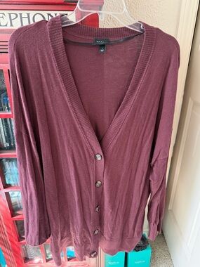 torrid Burgundy Button Front V-Neck Cardigan